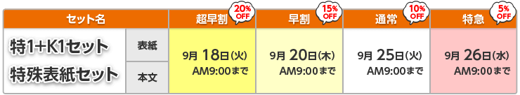 オフセット特色・特殊表紙セット商品